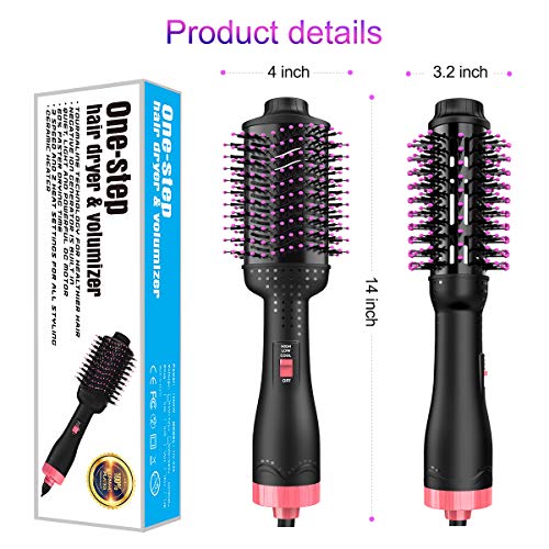 Hair Dryer Volumizer One-Step Hot Hair Air Brush, 3-in-1 Multi-functional Negative Ion Hair Straightener Curler Brush Reduce Frizz and Static for All Hair Types 2019 - Thumbnail 7