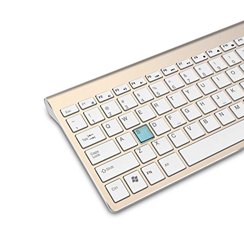 JOYACCESS Aluminum Wireless Keyboard and Mouse Combo,Slim Wireless Keyboard Mouse with Rechargeable Battery and Numeric Keypad for Laptop,Windows,Notebook, PC, Desktop, Computer-White and Gold - Thumbnail 3