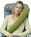 TRAVELREST Ultimate Travel, Neck & Body Pillow - Strap to Plane & Car Seat - Compact, Eases Shoulder Pain, Comfort and Convenient for Office Napping, Airplane, Bus & Train - Rolls Up Small - Green