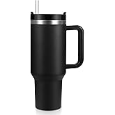 BELYQLY New Version 40oz Stainless Steel Vacuum Insulated Tumbler with Lid and Straw for Water, Smoothie and More, Iced Tea or Coffee (Black)