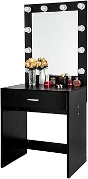 Amazon Com 2ci Yanz Vanity Set With Lighted Mirror Black Makeup