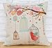 Jastore Cotton Linen Bird Cage Lumbar Cushion Cover Pillowcase 18-by-18-inches