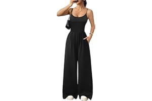 Ekouaer Jumpsuits for Women Sleeveless Spaghetti Strap Womens Jumpsuit One Piece Wide Leg Summer Romper With Pockets 2026