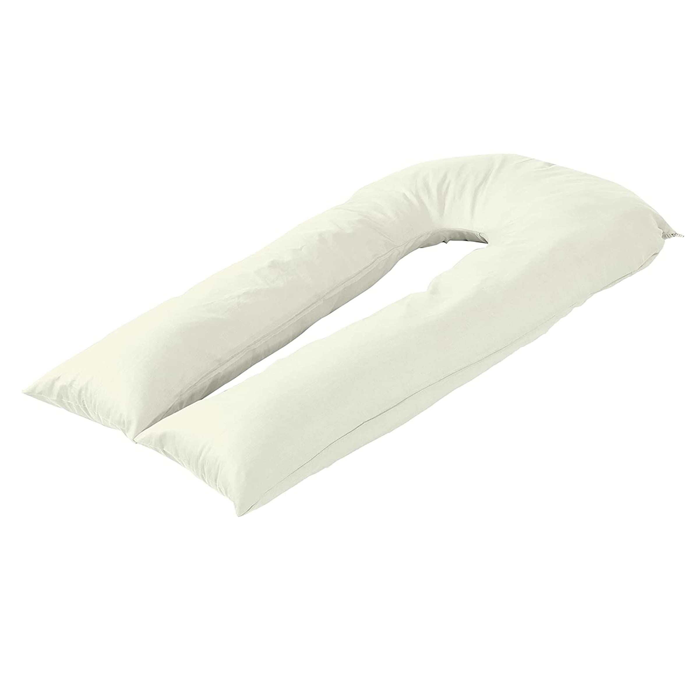 Belle Home Cream 12FT U Shape Pillow Cover Case Only- Pregnancy, Nursing & Maternity Long Full Body Pillowcase Cover, Protection from Anti Dust Mite & Anti Allergey