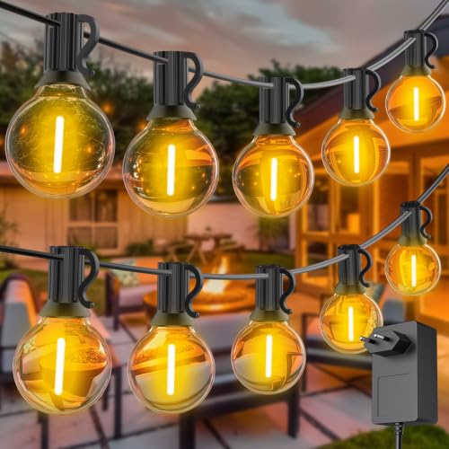 FARNY LED Outdoor Light Chain 30M/100FT G40 50+2 IP45 Waterproof Garden Lights, 24 V Warm White Light Chain for Garden, Wedding/Home/Coffee/Gazebo