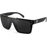 FEISEDY Polarized Sunglasses for Men, Oversized Square Flat Mirrored Z87 Lens, Fishing Driving Golf Outdoors Coastal B2990