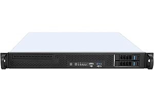 1U Rackmount Server Chassis, 19-Inch Industrial Computer Case with USB 3.0 Ports, hotswap 2 * 2.5", Black