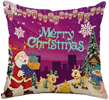 Christmas Tree Santa Pillow Case Sofa Waist Cotton Linen Throw Cushion Cover Home Decor Merry Christmas Gifts