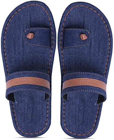 Urban Whiz by EMOSIS 0383U Men's Latest Tan Brown Black Blue Color Outdoor Formal Office Casual Ethnic Daily Use Synthetic Leather Traditional Denim Slide Slipper Cum Sandal