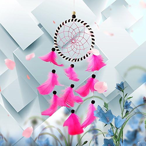 Pink Dream Catcher Handmade Tranditional Ornament Wall Hanging Home Decoration for Girl  -4.3"x 16.5" Long