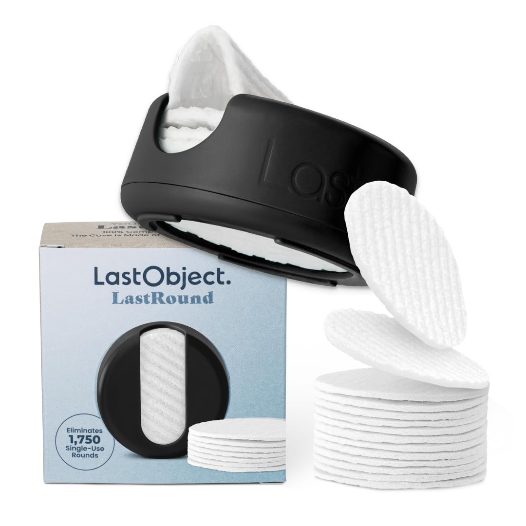 LastRound Reusable Makeup Remover Pads - 7 Washable Eco-Friendly Reusable Cotton Rounds for Face - Sustainable & Soft Cotton Face Pads for Facial Cleansing & Eye Makeup Removal - Travel Storage Case