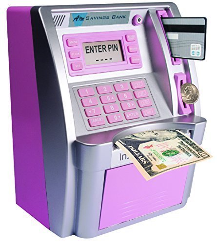 LB Great Boys Girls Kids Christmas Gift Personal ATM Savings Bank Money / Coin Cash Point Pink Bank Machine