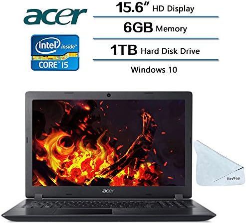 2018 Acer Flagship Aspire 3 Laptop 15.6 IN HD Display, Intel Core i5-7200U 2.5 GHz, 6 GB DDR4 SDRAM Memory, 1 TB Hard Disk Drive, Intel HD Graphics 620, Win10, W/ Microfiber Cleaning Cloth