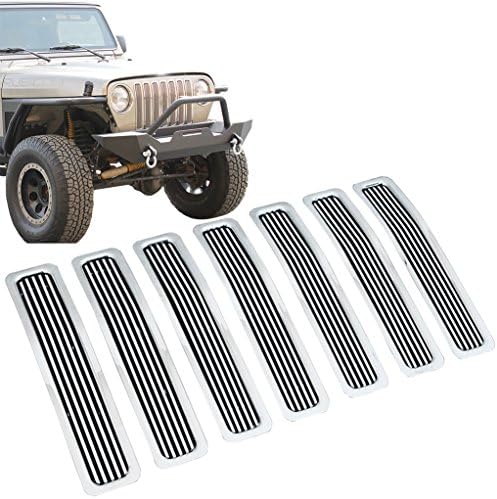 E-Autogrilles 99-06 Jeep Wrangler TJ Aluminum Polished 4mm Vertical Billet Grille insert (42-0216)