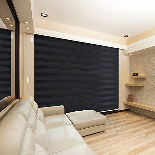 Zebra Design Roller Window Shades, MotorizedRemote, Privacy Horizontal