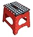 Jeronic Super Strong Folding Step Stool for Adults and Kids, Red Kitchen Stepping, Garden Step Stool, Holds up to 300 lbs.