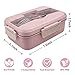Bento Box for Kids Bento Box for Adults, lunch box with 3 Compartments, Wheat Straw Leakproof Microwave Safe Lunch Box Food Container(Stainless Spoon Fork Included,Pink)