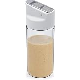 KITCHENDAO Glass Salad Dressing Shaker Bottle with Fresh-Keeping Lock Mechanism, Drip-free Spout, 12 oz Homemade Oil and Vinegar Salad Dressing Container Mixer Dispenser, Dishwasher Safe