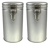 Latching Tea Tin, Tea Canister, Airtight Tea Container, Spice Storage Tins, Stainless Steel Coffee Canister w/ Airtight Latch Rubber Seal, 12 oz (Set of 2) (2)
