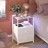 Tohomeor End Tables with Charging Station LED light