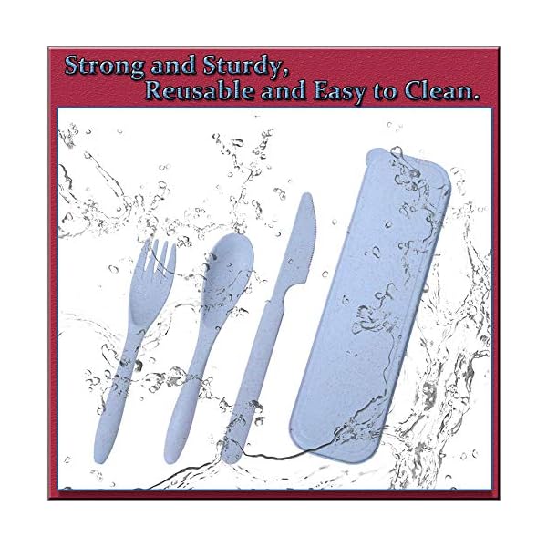 2-Pack-Portable-Travel-Cutlery-Set-Reusable-Flatware-Set-Wheat-Straw-Dinnerware-Set-Tableware-Set-for-Workplace-School-Picnic-Camping-Blue 2 Pack Portable Travel Cutlery Set, Reusable Flatware Set, Wheat Straw Dinnerware Set, Tableware Set for Workplace School Picnic Camping (Blue)