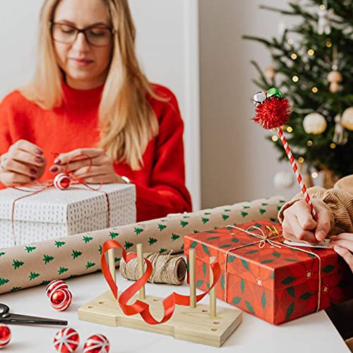 Creproly Bow Maker for Ribbon Wreaths, 2in1 Double Sided Wooden Hair