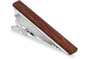 Merit Ocean Smart Men's Wood Tie Clip Natural Tie Bar 2.1 Inch in Gift Box