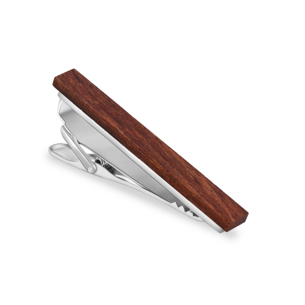 MERIT OCEAN Tie Clip for Men, Smart Men's Bulinga Red Wood Tie Bar Clip on Tie Natural 2.1 Inch