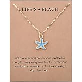 Summer Beach Starfish Necklace for Women Life's A Beach Necklace Gift for Friend Coworker Encouragement Inspiration Gifts for Daughter Niece
