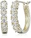 Amazon Collection Sterling Silver with Yellow Gold Plating Cubic Zirconia Hoop Earrings