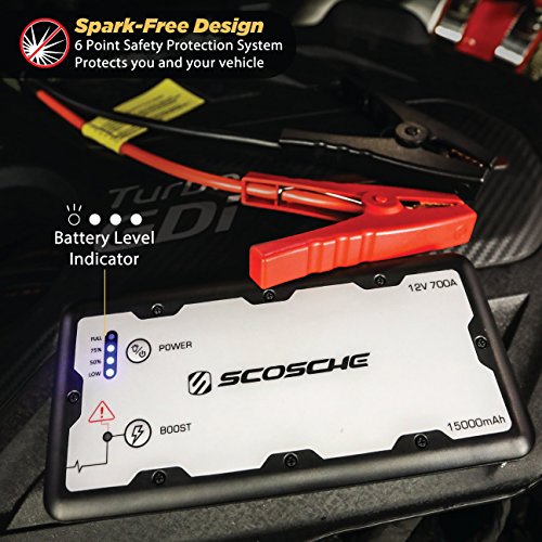 Scosche PBJ7001 PowerUp 700 Amp Portable Car Jump Starter, Battery