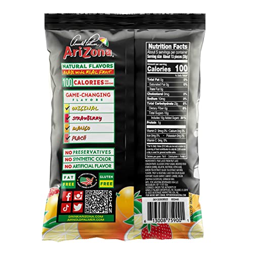 Arizona Arnold Palmer Half and Half Fruit Snacks, Gluten Free Mixed Fruit Gummy Chews, 5 Ounce