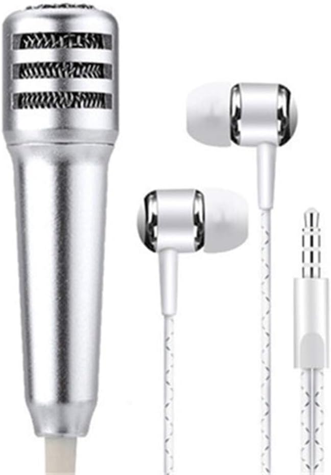 Mic Karaoke Mini hf Handsfree 2 in 1 Microphone Mic with 3.5mm Cable Compatible for Android and iOS