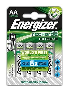 Energizer HR06 - Pack de 4 pilas recargables, color negro