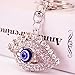 Bolbove Shiny Evil Eye Keychain Sparkling Keyring Crystal Rhinestones Purse Pendant Handbag Charm (Clear)
