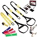 Bodyweight Resistance Training Straps, JDDZ Complete Home Gym Fitness Trainer kit for Full-Body Workout, Included Door Anchor, Extension Strap, 16 Week Program, Fitness Guide and 4 Exercise Loop Bands