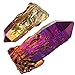 rockcloud Natural Titanium Coated Purple/Gold Flame Aura Raw Crystal Quartz Point Cluster Geode Druzy Gemstone Specimen Bar Shape