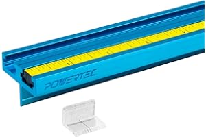 POWERTEC 71131 Aluminum Double T-Track Fence Cap Kit, Right to Left Adhesive Tape Measure and Plastic Insert, Anodized Blue