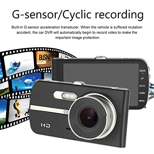 Dash Cam, EIVOTOR 1080P HD Dual Channel Dashboard Cameras Front and Rear, Driving Video Recorder with 4.0'' IPS Screen, Built In G-Sensor, Motion Detection, Loop Recorder - Thumbnail 2