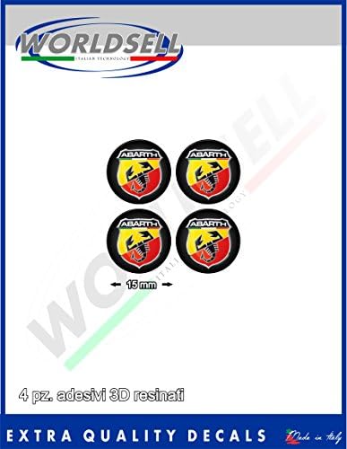 Adhesive resin 3D effect to key kit 4 pcs of 1.5 cm 'Abarth cars, motorcycles campers NEW ''