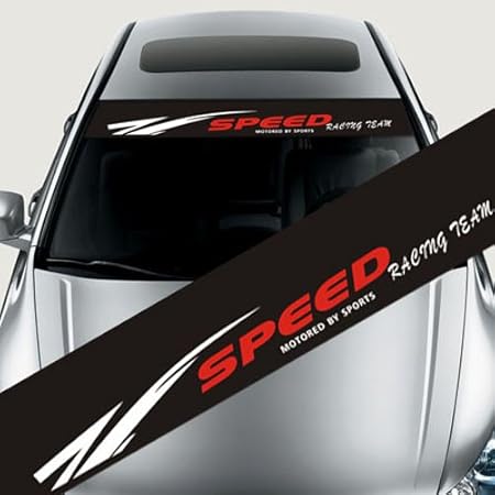 Amazon Etie Etspeed反射速度フロントフロントガラスバナーデカール車ステッカー黒背景 外装 エアロパーツ 車 バイク