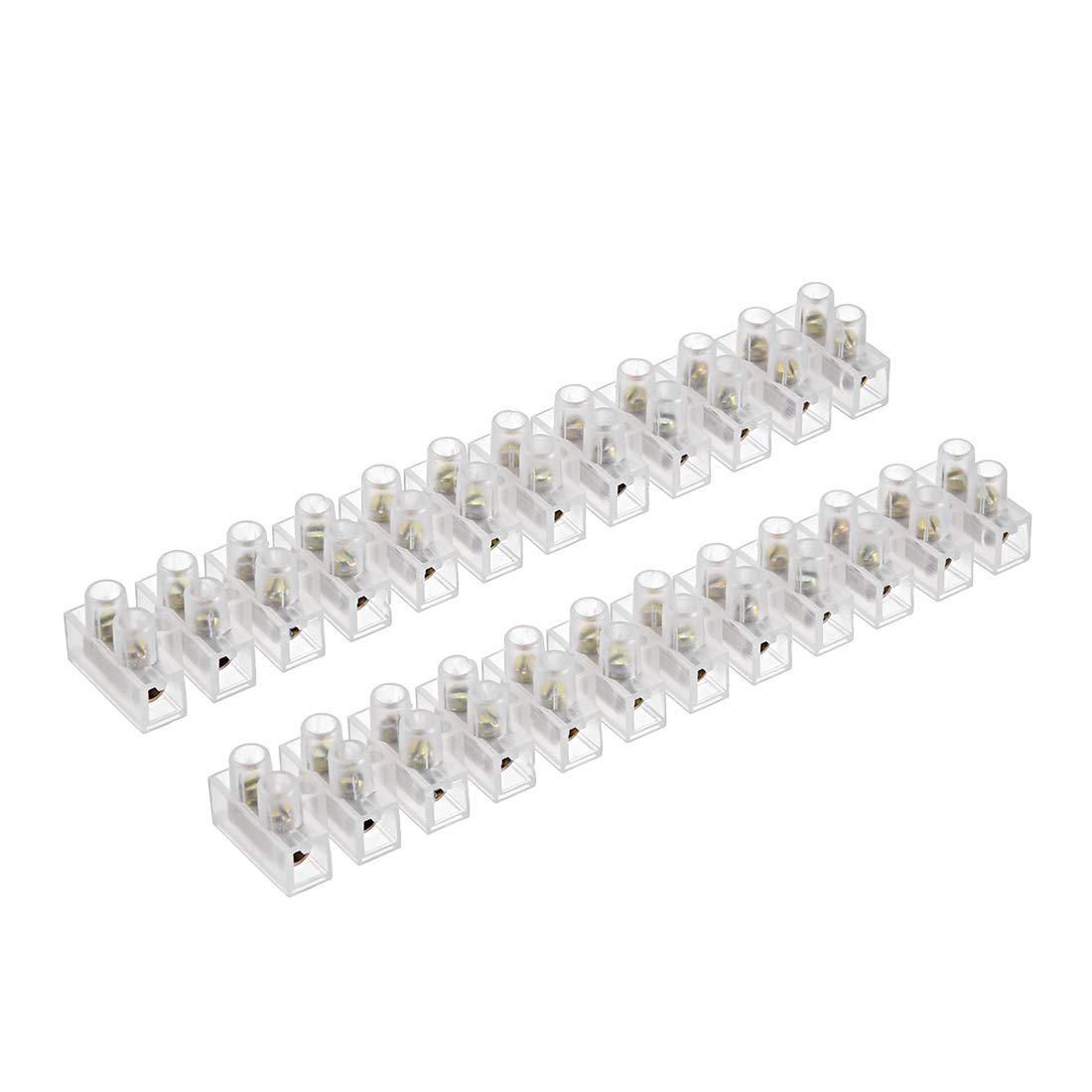 sourcing map Terminal Strip Screw Terminal Barrier Block 10A 12 Position Dual Row Type H Wire Connector 2pcs