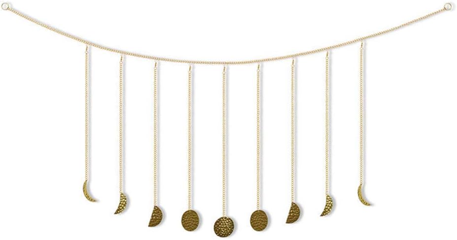Moon Phases Wall Art Moon Decor Wall Decorations Boho Accents Wall Decor Moon Phase Wall Hanging Bohemian Decor for Bedroom, Home, Living Room, Apartment or Dorm (Gold Metal, 7910 INCH) (9, Moon)