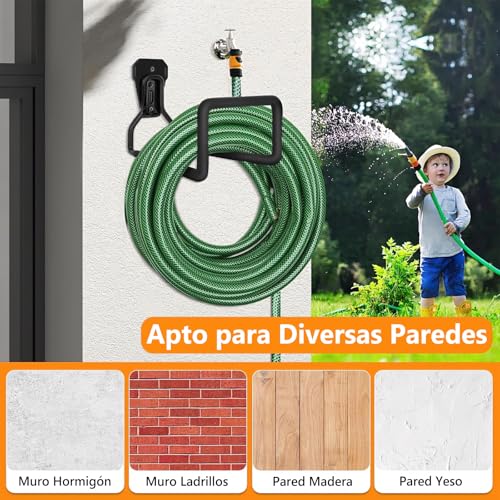 TRYXZSZ Soporte de Manguera de Jardín de Metal 2PCS, Porta Mangueras para Jardin, Porta Manguera, Antideslizante y Durable, Puede Soportar 100 kg, para Jardines, Garajes, Talleres, Tubería de Agua