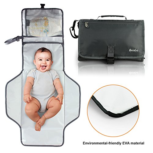 Becko Portable Foldaway Babies' Diaper Changing ad/Bag, Multifunctional Neutral Eco-Friendly Tote Bag, Easy to Clean, with Anti-Skid Band & Multiple Pockets (Black)