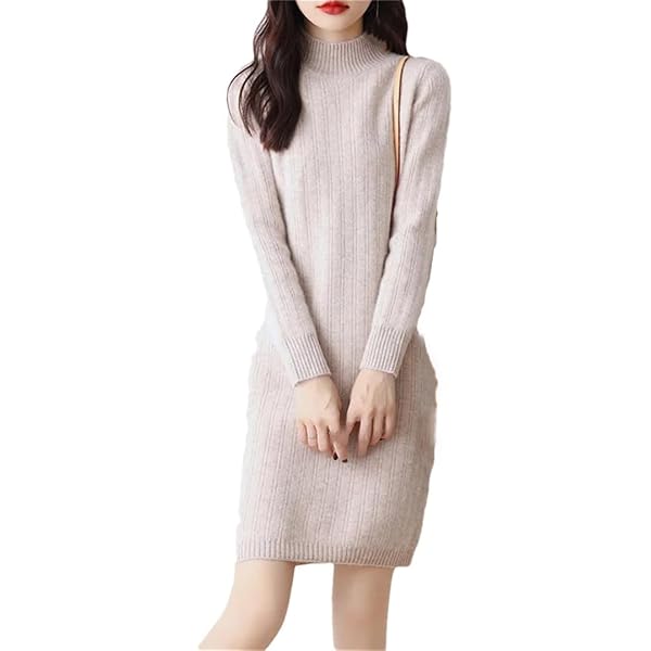 white christmas dresses Cream Mock Neck Mini Sweater Dress main image 1
