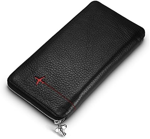 BapUp Genuine Leather Passport Holder Cover Bag Wallet Women Credit Card &amp; ID Holders Business Card Slim Wallet Case Bag for men women (Black)