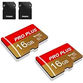 2 Pack Memory Card 16GB with Adapter, High Speed TF Card, UHS-I C10 A1 Memory TF Card for Tablet/Mobile Phone/Camera/Car Audio/Game Console (TF162 Red Gold 16GB)