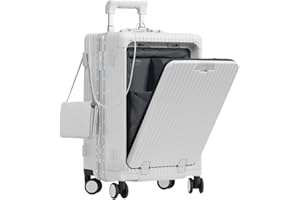 Nobl Travel Carry On Luggage, Noble Zipperless Aluminum Frame PC Hard Shell Suitcase, 22.5x15x9.5 Airline Approved, 360° Spinner Wheels, TSA Locks, USB Charging Port, Cup & Phone Holder - Ivory