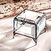 Clear Beveled Glass Jewelry Box – Iridescent Keepsake Box with Hinged Lid, Decorative Feet, Perfect for Wedding, Anniversary, and Special Occasions